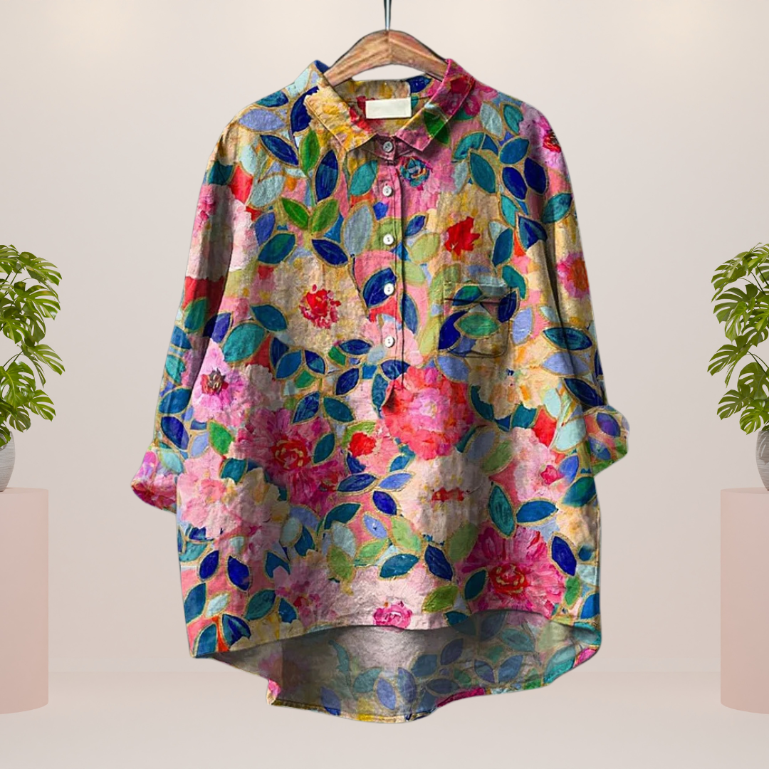 Frida | Trendy og moderne bluse med kunstprint