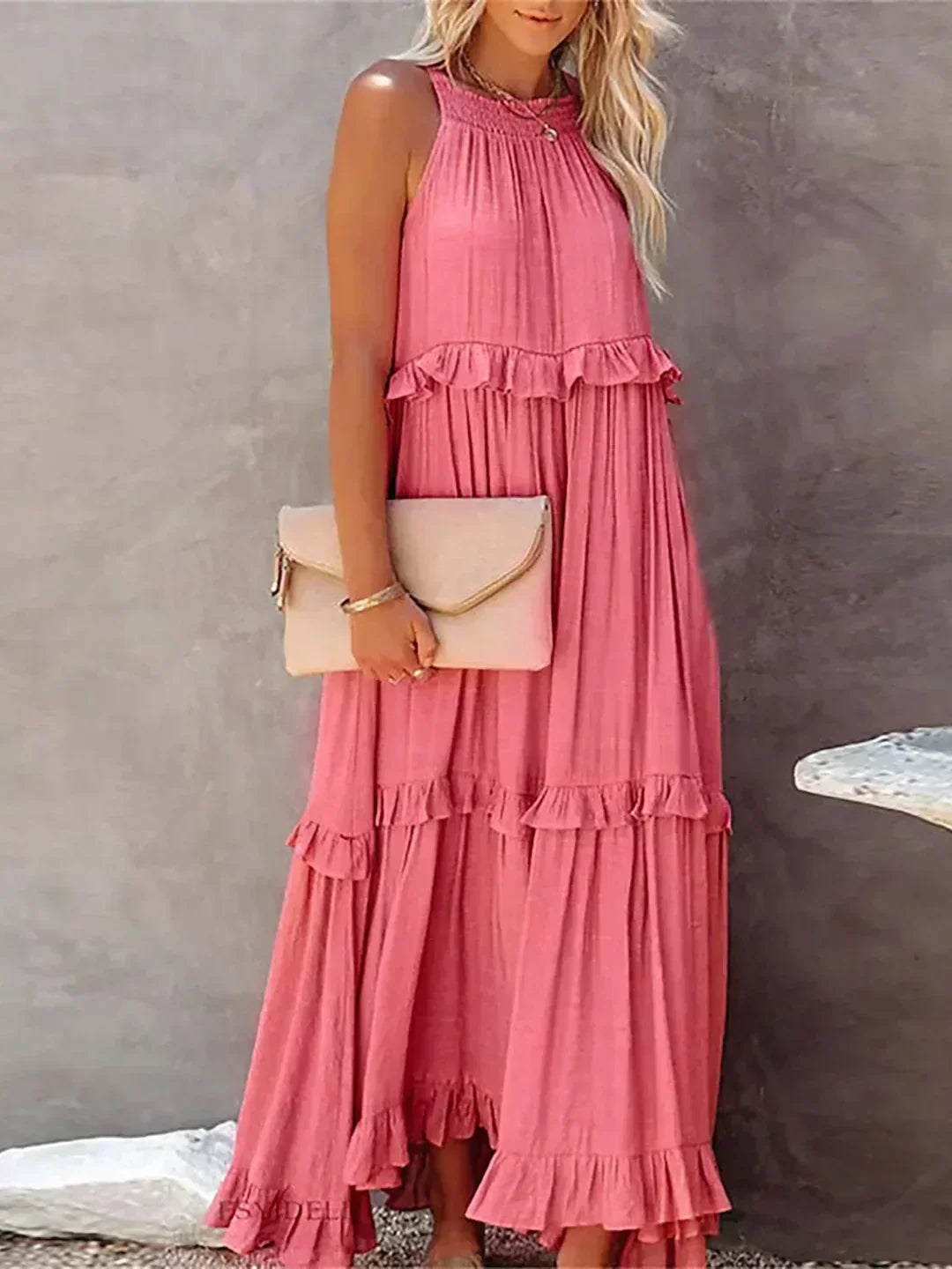 Sarah | Halter Ruffle Maxi Jurk ( Bijna uitverkocht )