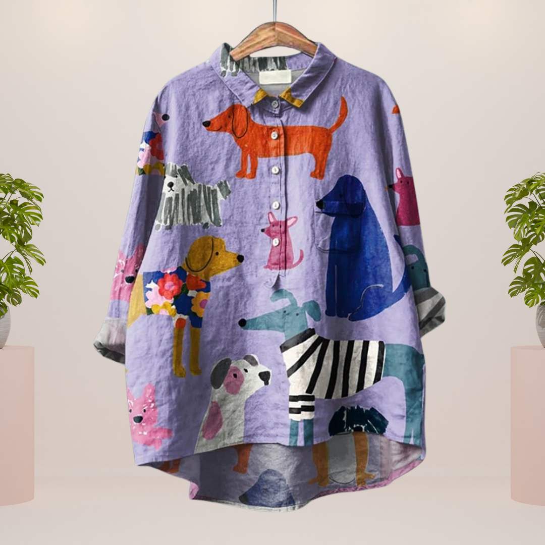 Frida | Trendy og moderne bluse med kunstprint