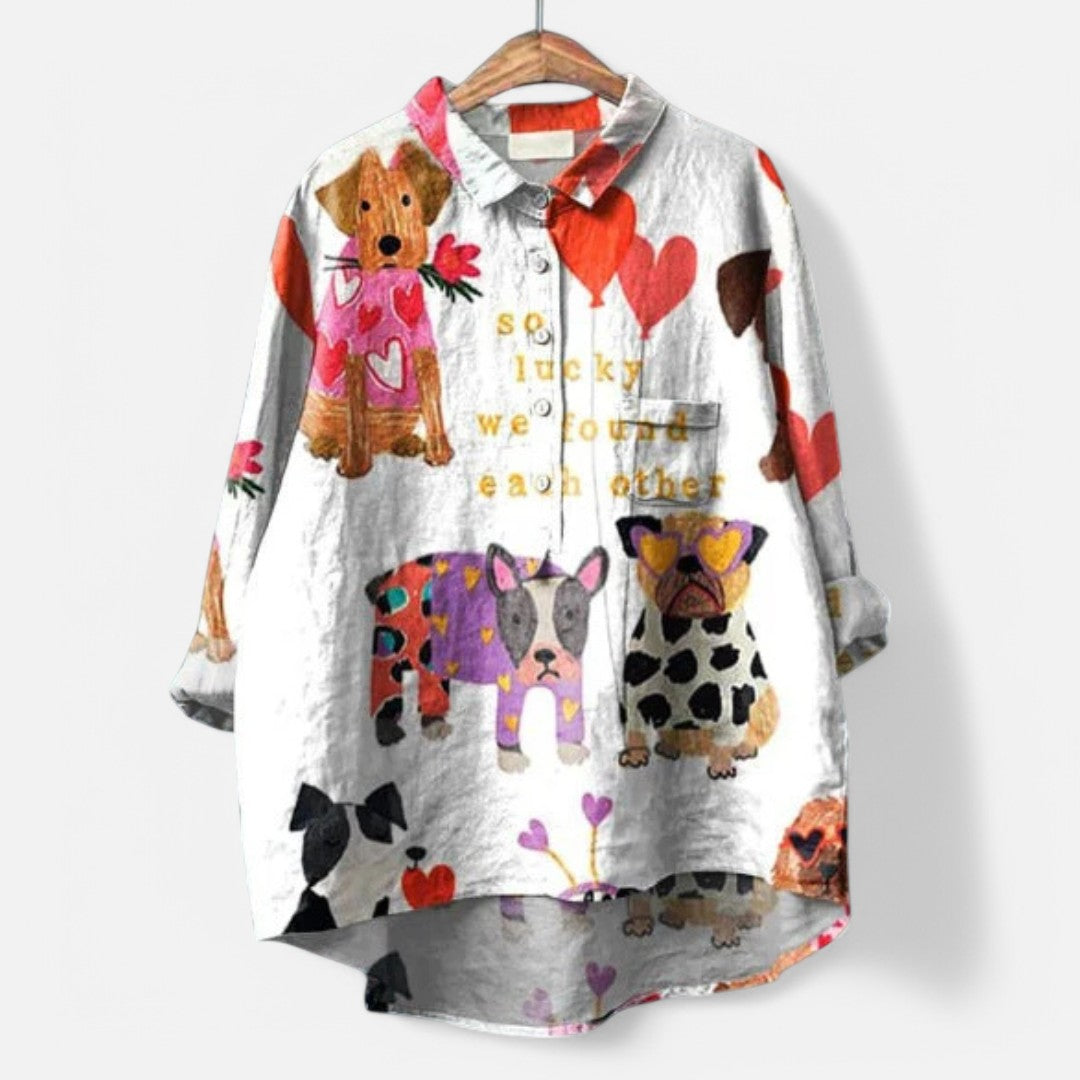 Frida | Trendy og moderne bluse med kunstneriske print