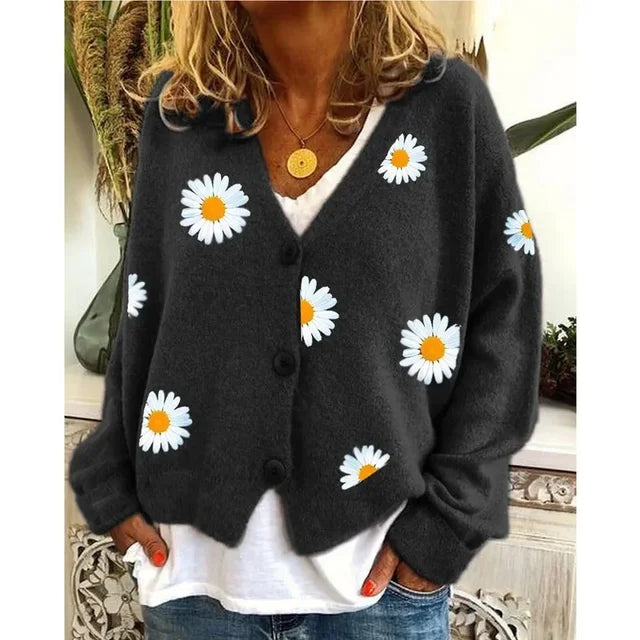 Althea | Avslappnad Floral Virkad Cardigan