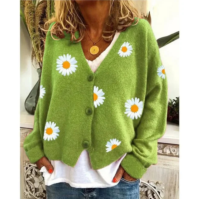 Althea | Avslappnad Floral Virkad Cardigan