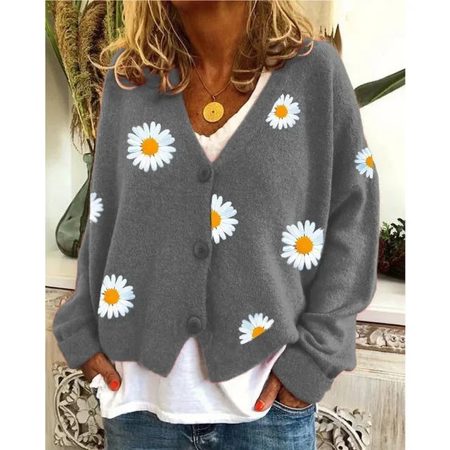 Althea | Avslappnad Floral Virkad Cardigan